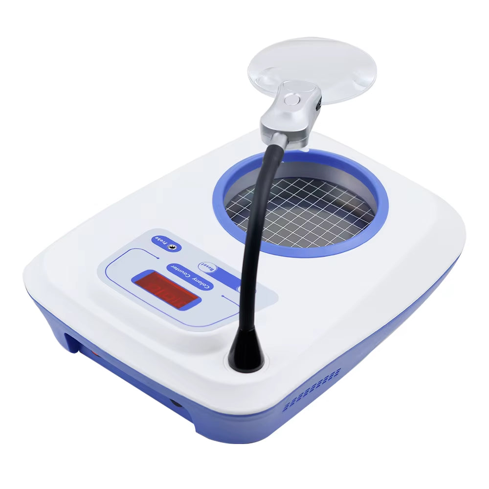 220V Laboratory Digital Display Colony Counter Bacteria Testing Equipment Bacteria Count Detector with 3/6X Magnifier