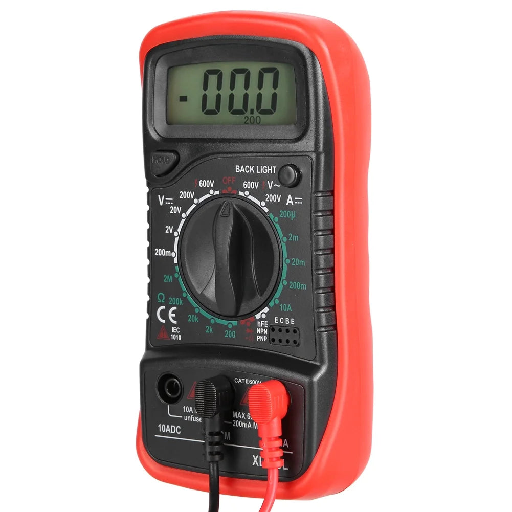 Multimeter, Digital Voltmeter Electrical Tester for Laboratory Widely Use Factory Household XL830L Red