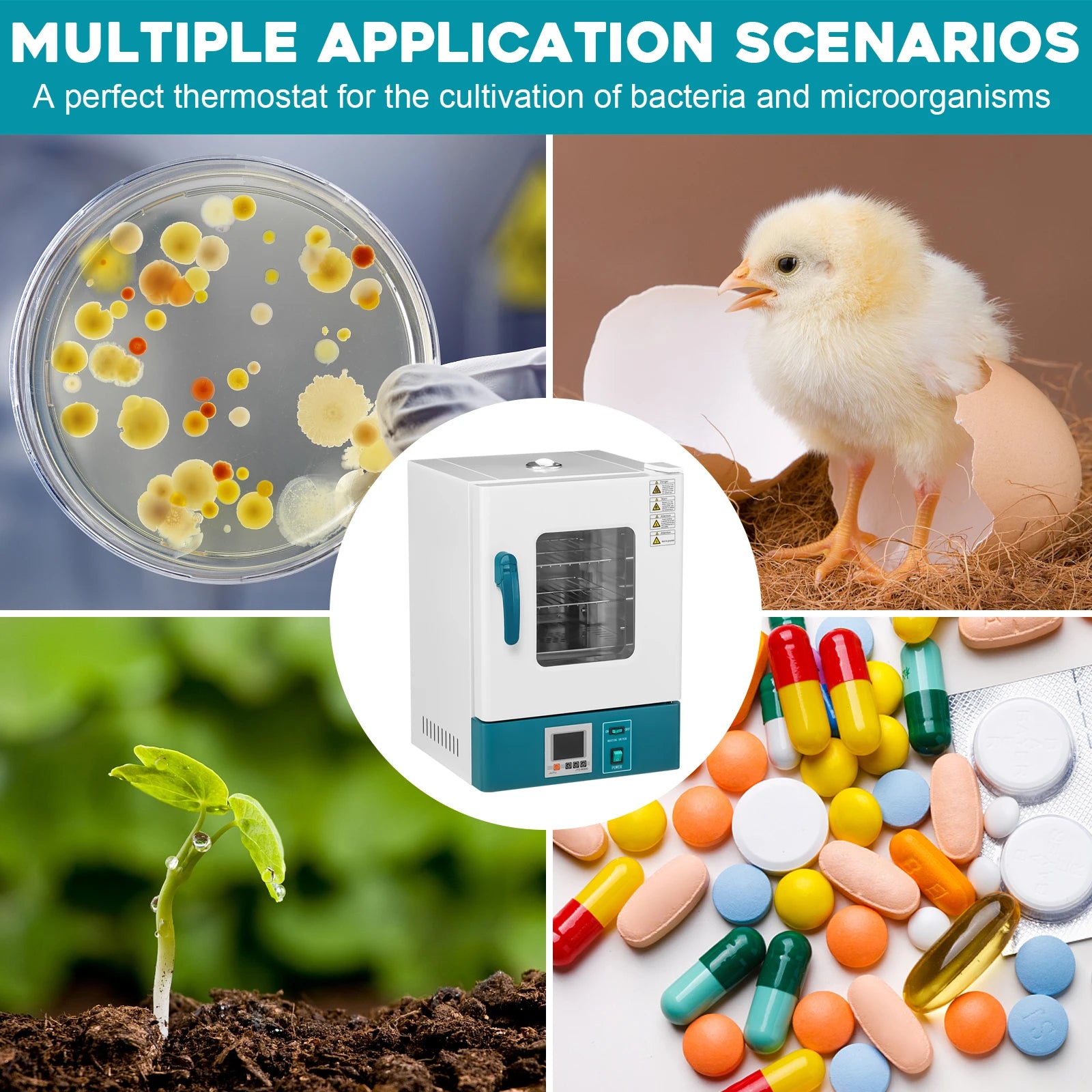 Lab Incubator 20L Bacteria Incubator RT-65℃ Scientific Digital Incubator PID Temperature Control Microbiological Laboratory