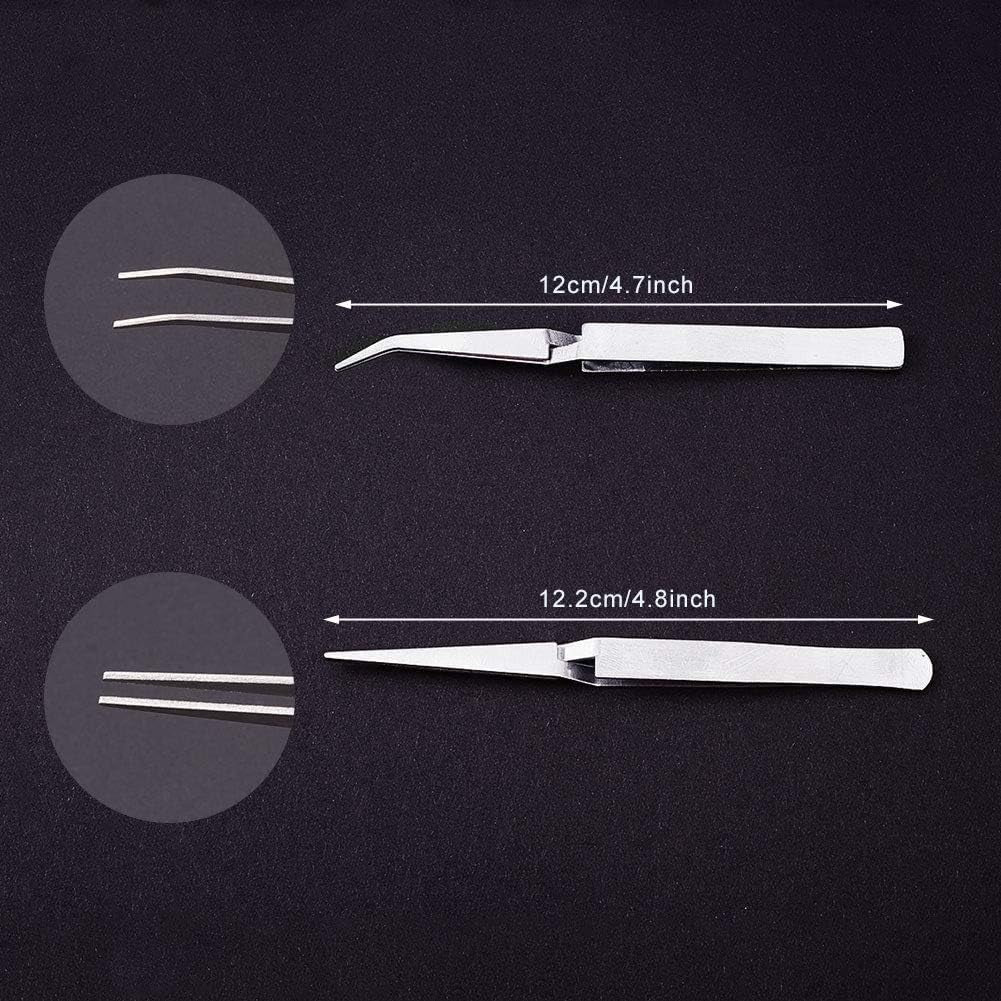 Precision Tweezers Set, 6 Pcs 2 Styles Stainless Steel Tweezers Repair Kit for Craft, Jewelry, Electronics, Laboratory Work