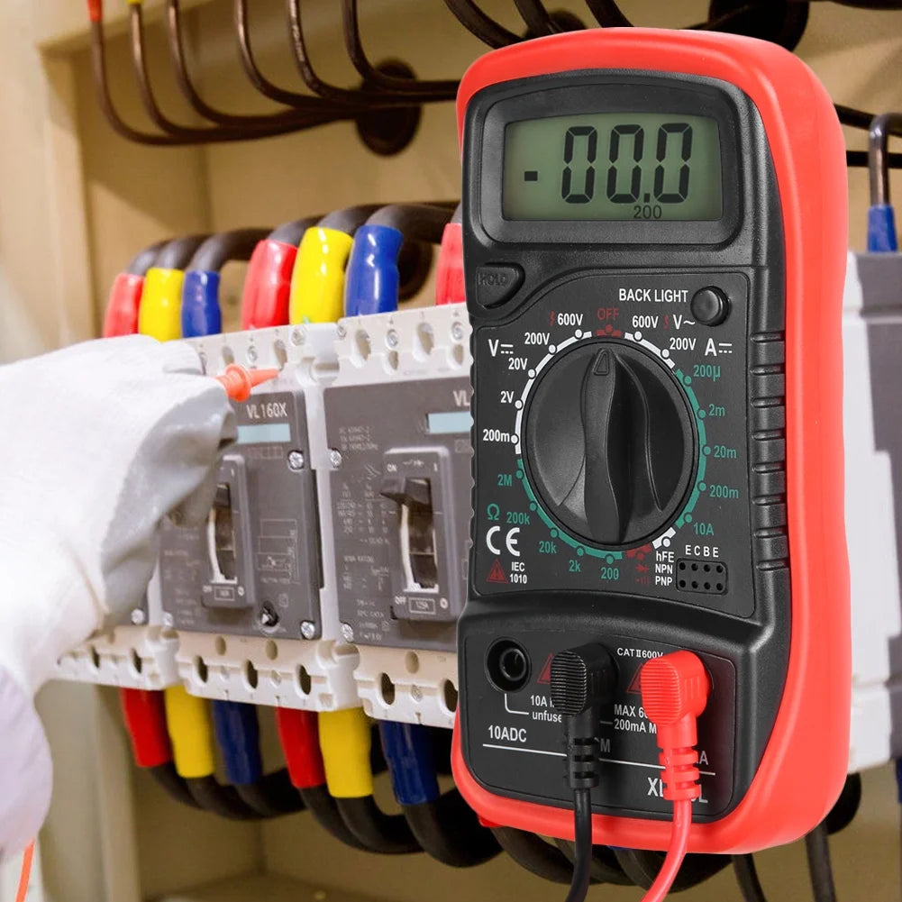 Multimeter, Digital Voltmeter Electrical Tester for Laboratory Widely Use Factory Household XL830L Red