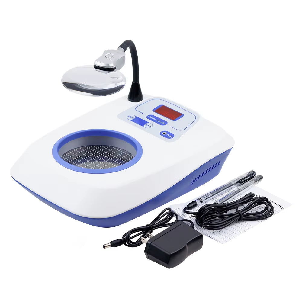 220V Laboratory Digital Display Colony Counter Bacteria Testing Equipment Bacteria Count Detector with 3/6X Magnifier