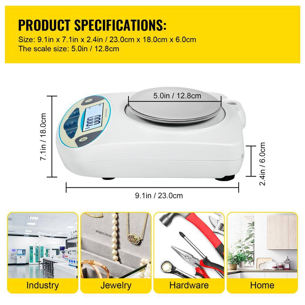 3000G X 0. 01G High Precision Digital Analytical Balance, LCD Food Scale, Scientific Lab Scale for Jewelry, Industrial