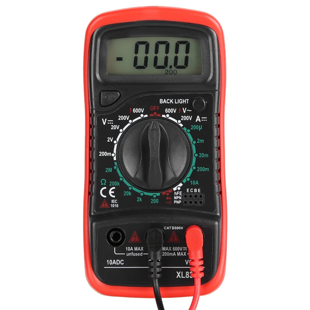 Multimeter, Digital Voltmeter Electrical Tester for Laboratory Widely Use Factory Household XL830L Red