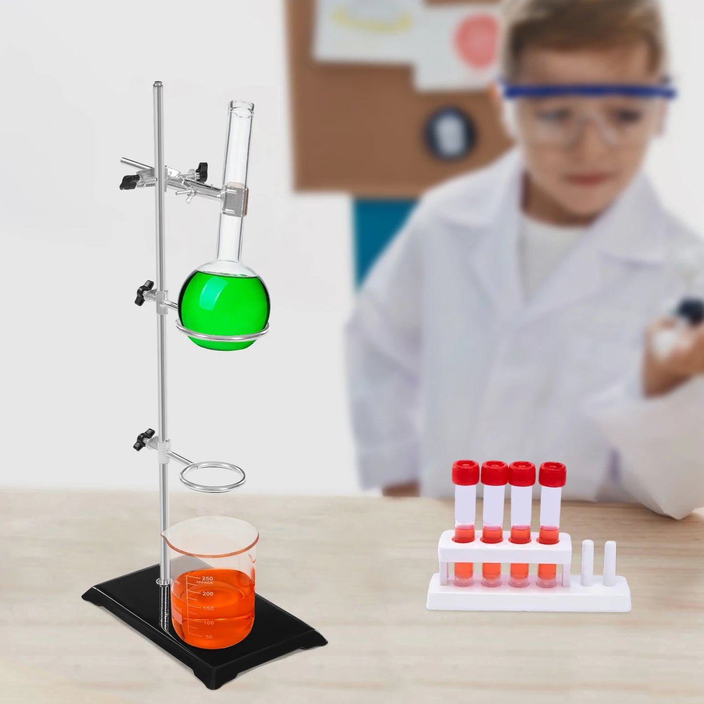 50Cm Lab Stand Set with 2 Adjustable Rings Professional Laboratory Support, for Chemistry/Physics Experiments
