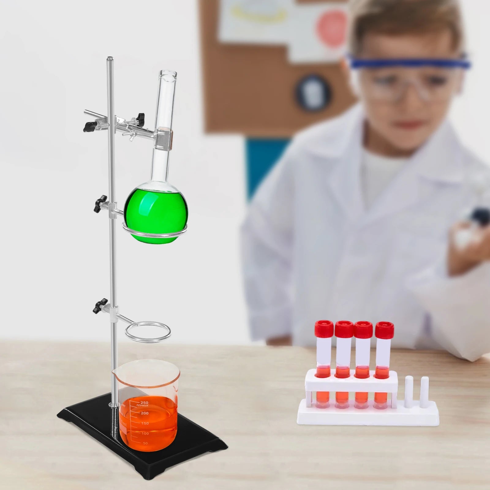 50Cm Lab Stand Set with 2 Adjustable Rings Professional Laboratory Support, for Chemistry/Physics Experiments