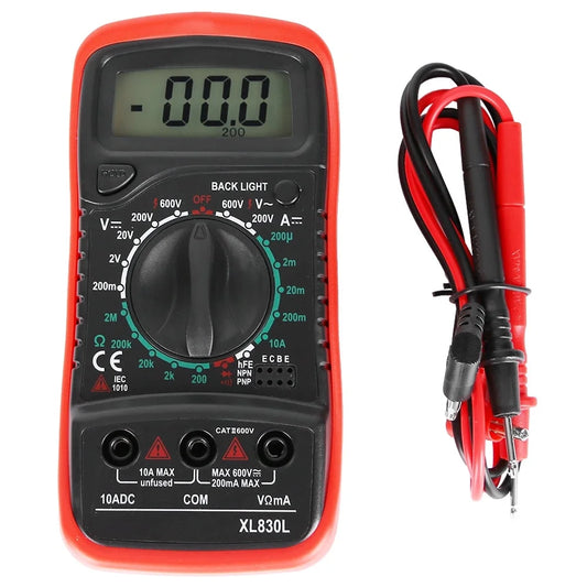 Multimeter, Digital Voltmeter Electrical Tester for Laboratory Widely Use Factory Household XL830L Red