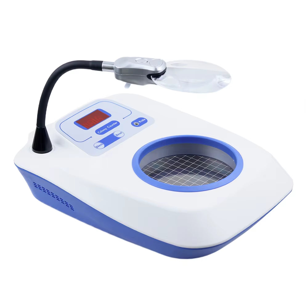 220V Laboratory Digital Display Colony Counter Bacteria Testing Equipment Bacteria Count Detector with 3/6X Magnifier