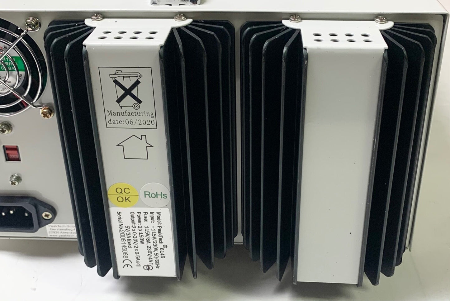 Peak Tech 2006145068 6145 Regulated Laboratory Power Supply Dual DC Rated Model