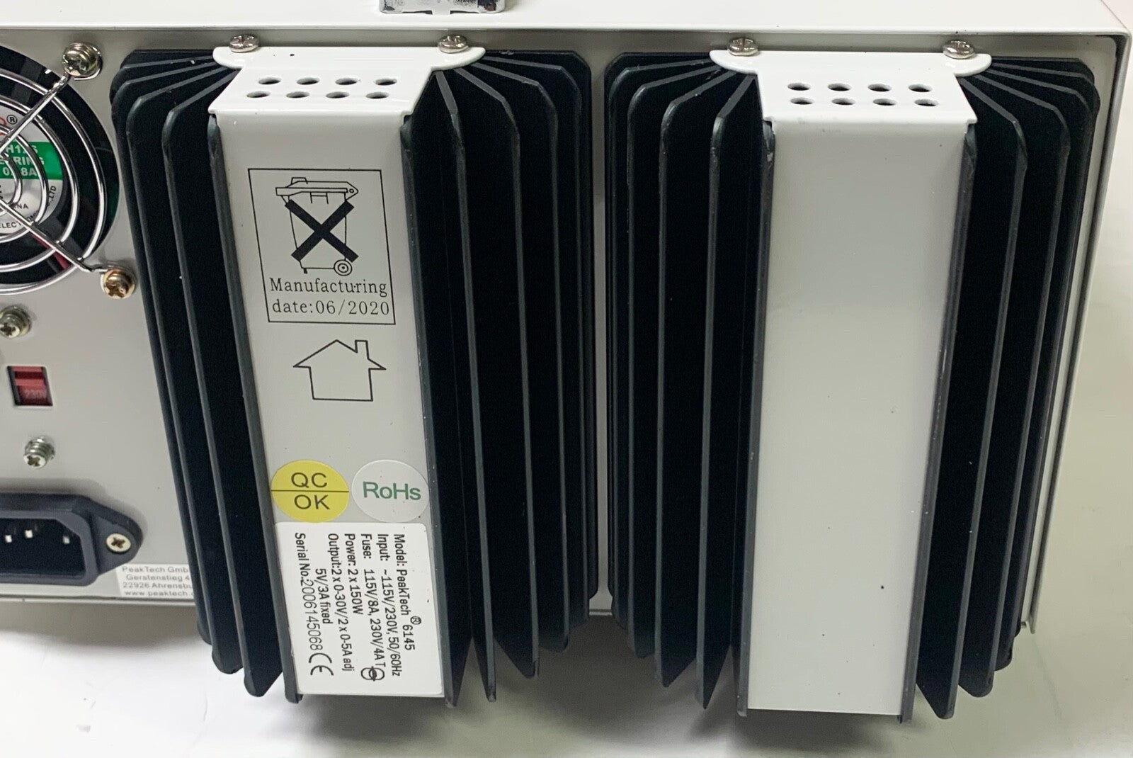 Peak Tech 2006145068 6145 Regulated Laboratory Power Supply Dual DC Rated Model