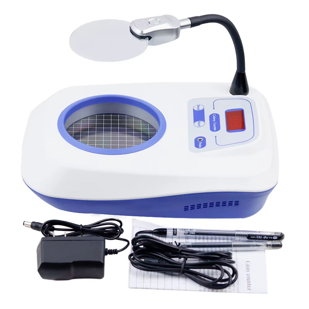 220V Laboratory Digital Display Colony Counter Bacteria Testing Equipment Bacteria Count Detector with 3/6X Magnifier