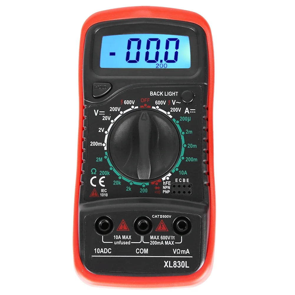 Multimeter, Digital Voltmeter Electrical Tester for Laboratory Widely Use Factory Household XL830L Red