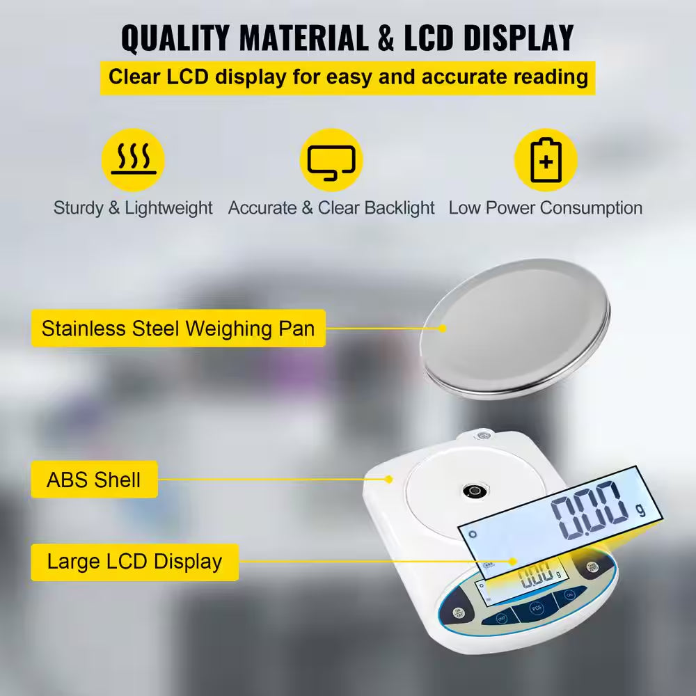 3000G X 0. 01G High Precision Digital Analytical Balance, LCD Food Scale, Scientific Lab Scale for Jewelry, Industrial