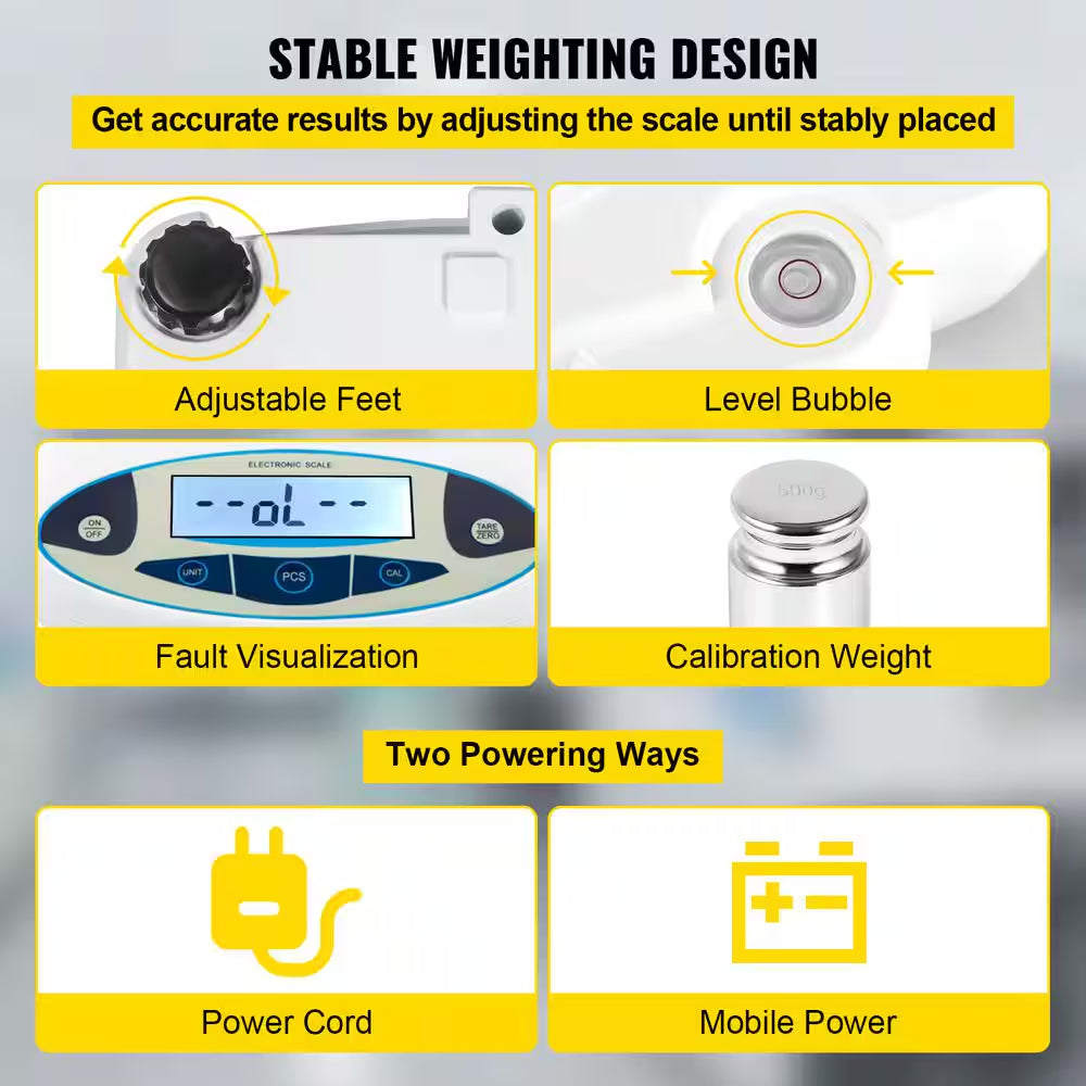 3000G X 0. 01G High Precision Digital Analytical Balance, LCD Food Scale, Scientific Lab Scale for Jewelry, Industrial